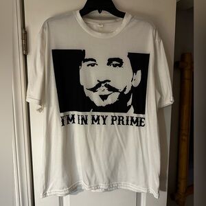 White Graphic T-Shirt with Black Print